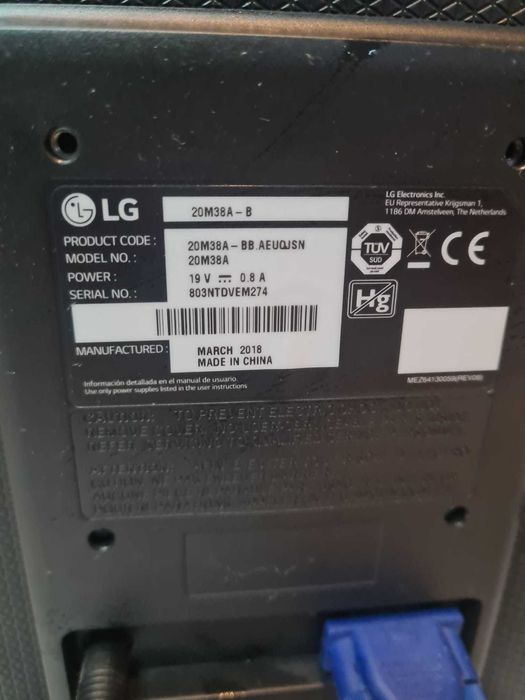 Monitor LG Vga LG-20M38A-B 19.5 "
MONITOR LG VGA LG-20M38A-B 19.5 "
