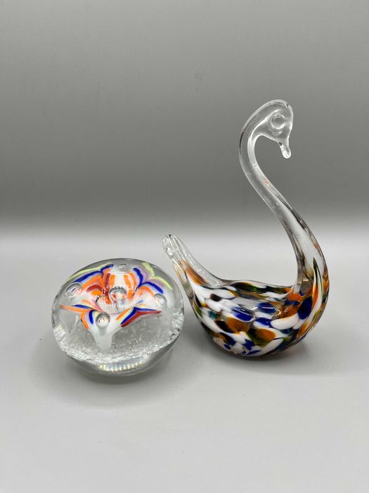 Pisa-Papeis e Cisne em Cristal ou vidro