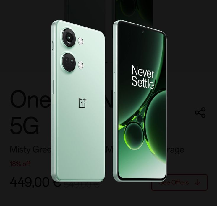 NOVO Oneplus Nord3 5G (256GB+16GB RAM) Misty Green + OnePlus Sandstone