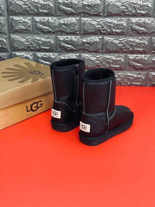 Последняя пара 37 размер !! Высокие угги на замке/ Ugg кожаные черные