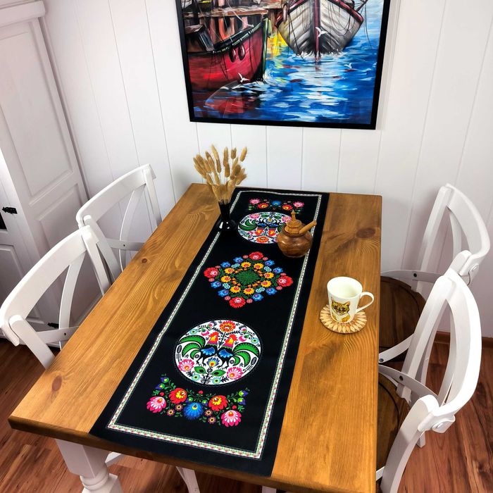 Folkowy Bieżnik na Stół 120x40 cm – Polski Produkt, Laserowy Nadruk