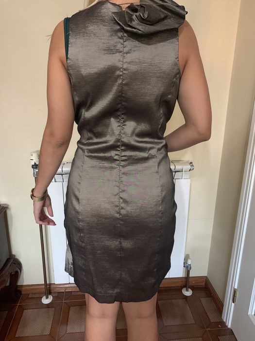 Vestido de cerimónia curto “Jessica McClintock” tam L dourado escuro