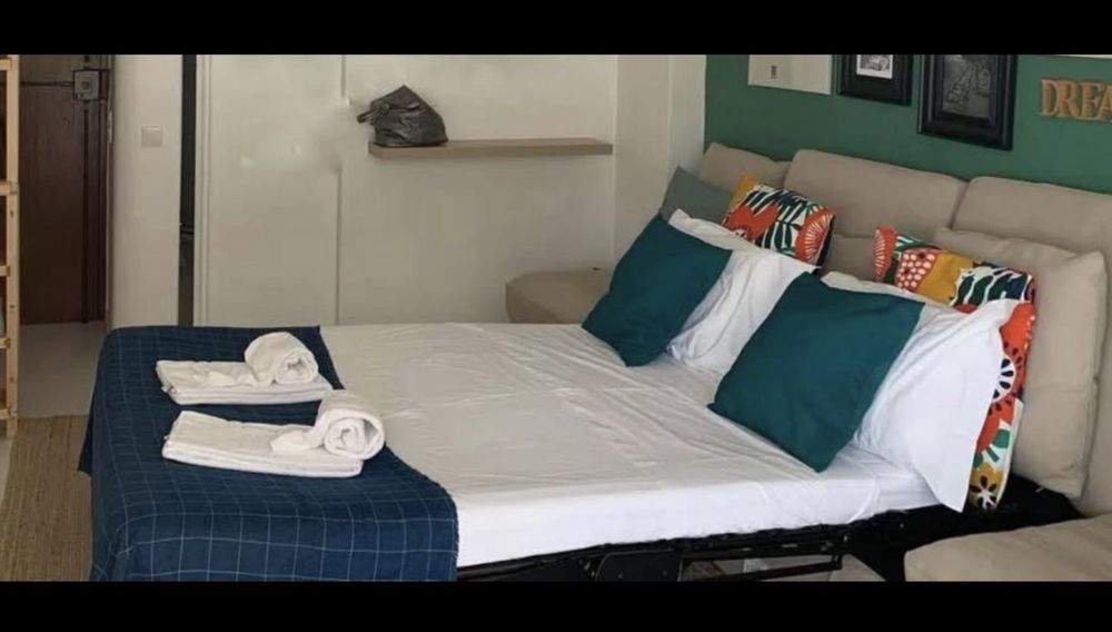 Sofa Cama bege/cinza