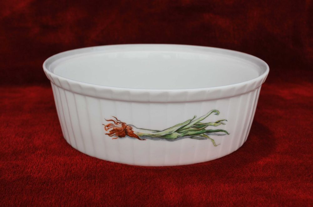 Taça/saladeira de louça decorada com motivos - anos 60