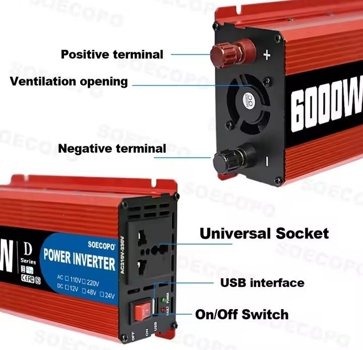 Inversor de potência 12/24/48 com 6000 w