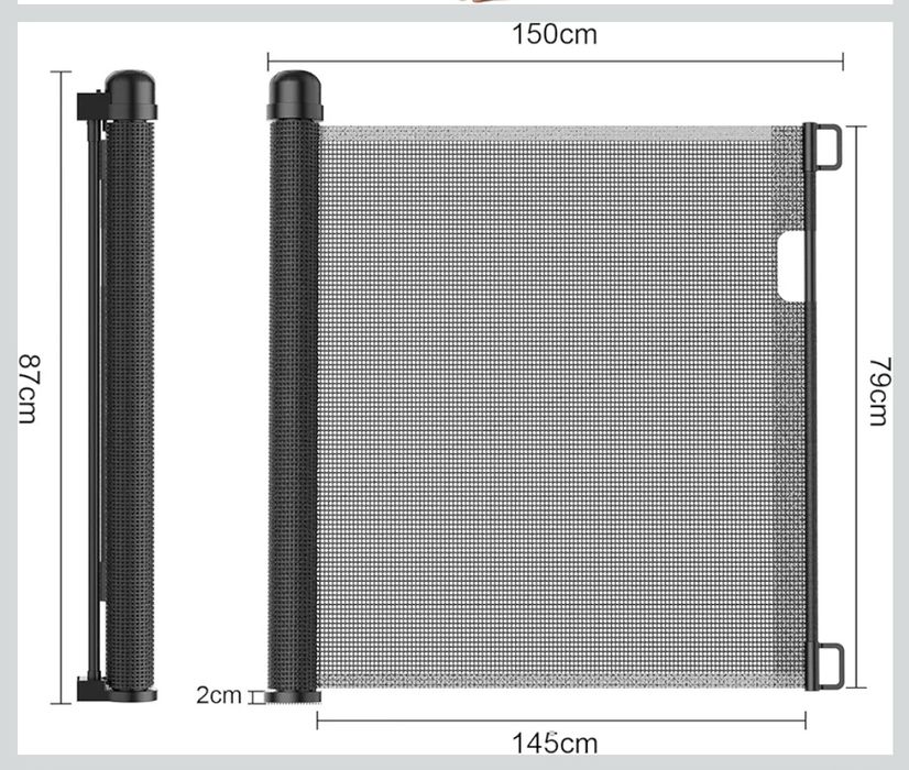 Bramka Zabezpieczająca Barierka Ochronna na Schody Drzwi Roleta 150cm