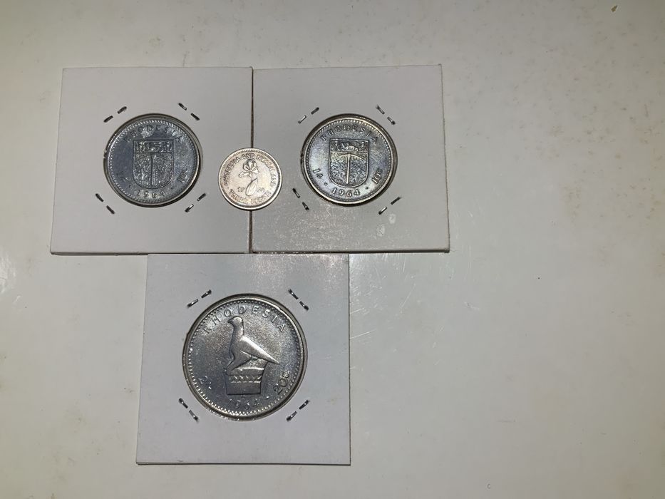 Rhodesia Three pence 1962 + 2x1 Shilling 1964+ 2 Shillings 1964
