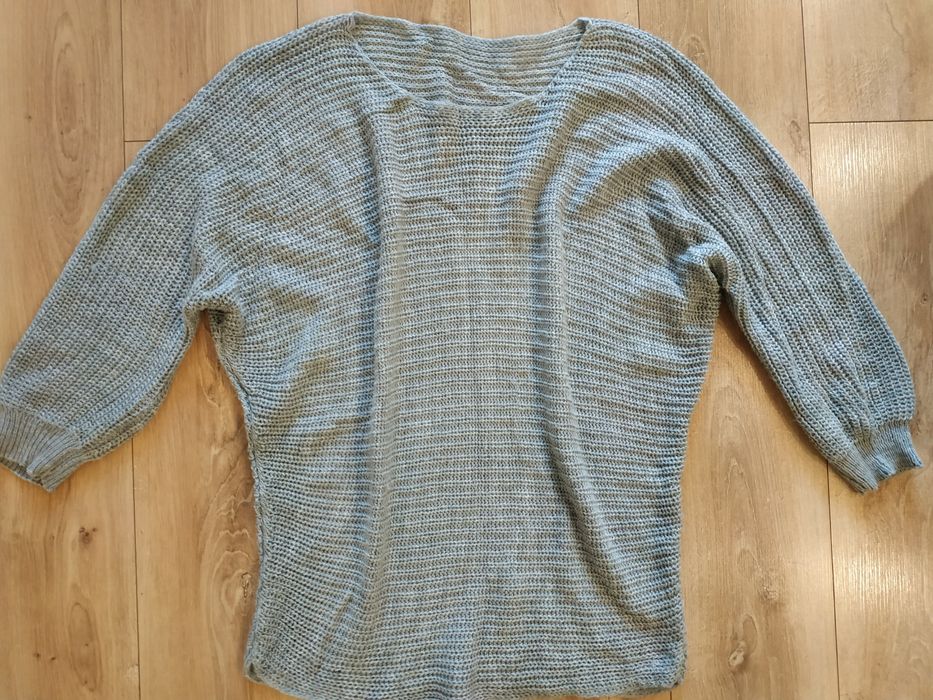 Szary cienki sweterek tunika oversize