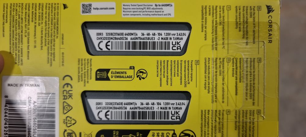 Kit 32GB de memoria DDR5 a 6400mhz Corsair Vengeance