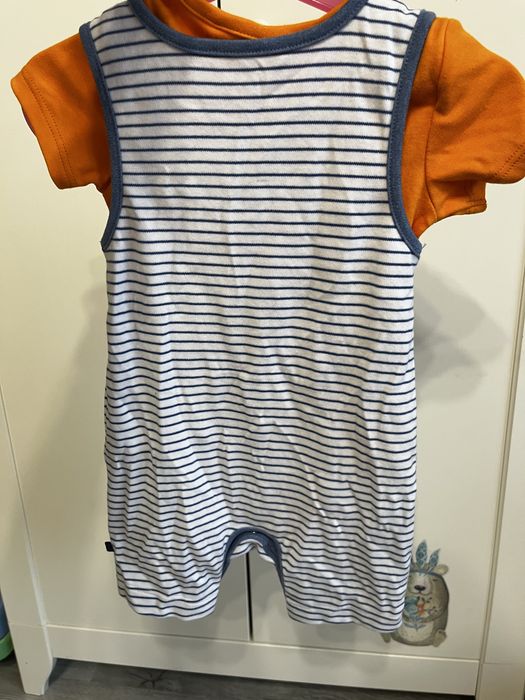 Nowy komplet pajacyk + bluzka dla chłopca body 9-12 m 80 cm