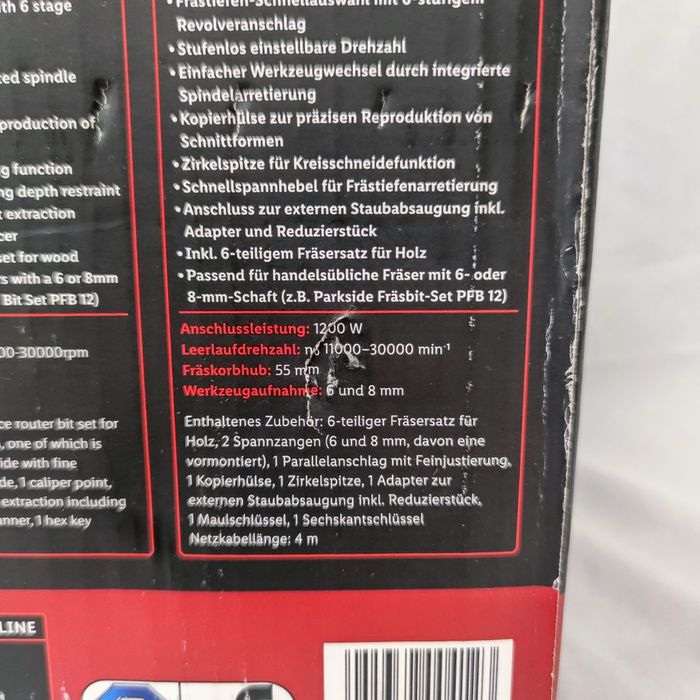 Frezarka górnowrzecionowa Parkside 1200