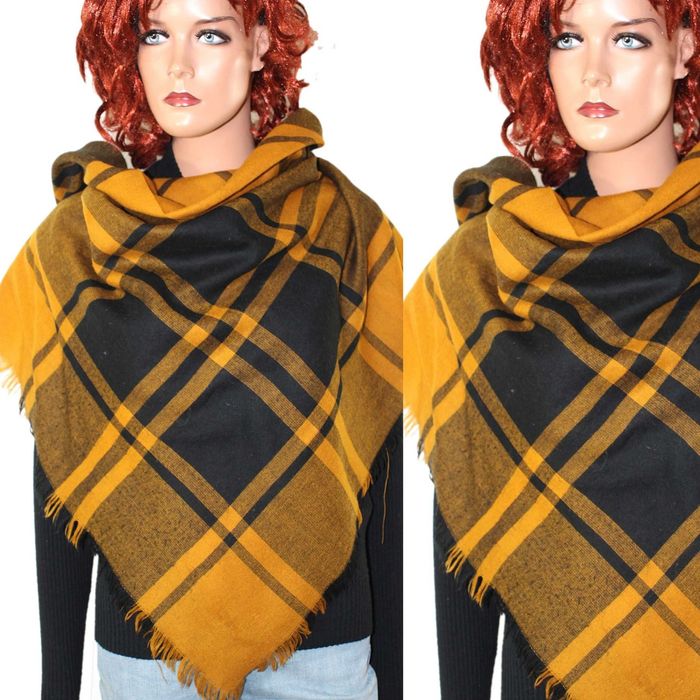 si8 modna damska chusta apaszka w kratkę 115x120