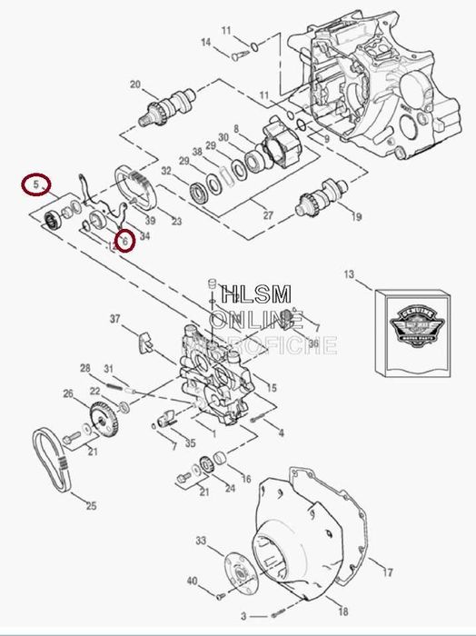 Підшипники розподільних валів для мотоцикла Harley-Davidson