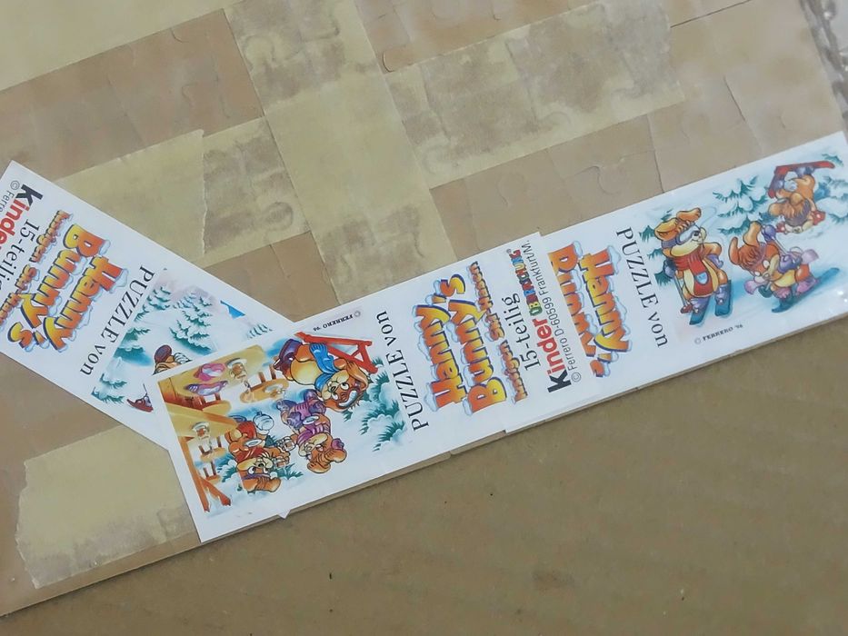 Unikat! Komplet Puzzle Kinder Niespodzianka 1996 - Hanny Bunny Ski Hasen + Ulotki