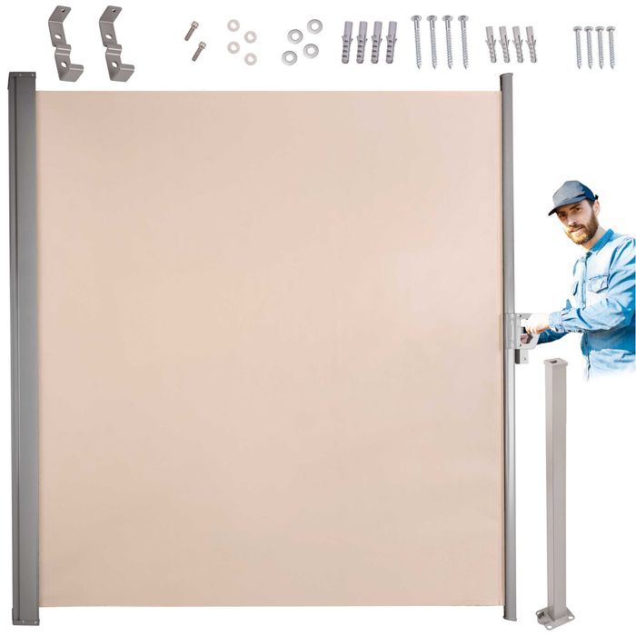 Markiza boczna tarasowa LUARO parawan zwijany 180 x 400 cm beżowy