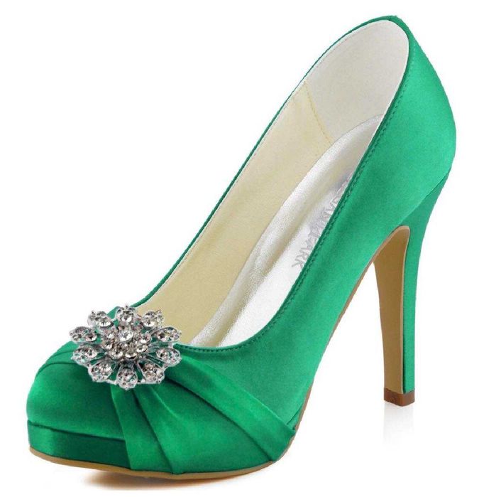 Свадебные зеленые туфли Elegant Park брошь стразы ст.26,5/26см