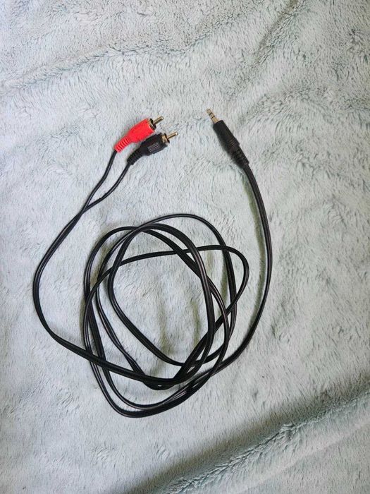 Kabel audio minijack 3,5 mm - 2x RCA Cinch • czerwony i czarny • do wieży głośników