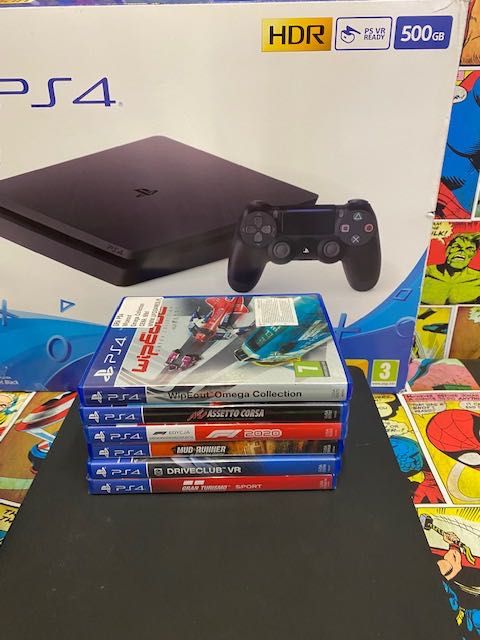 Sony Ps4 slim 500gb+ Wyścigi x6 Gran Turismo Mud Runner Gw12m Raty Szczecin Ufogames