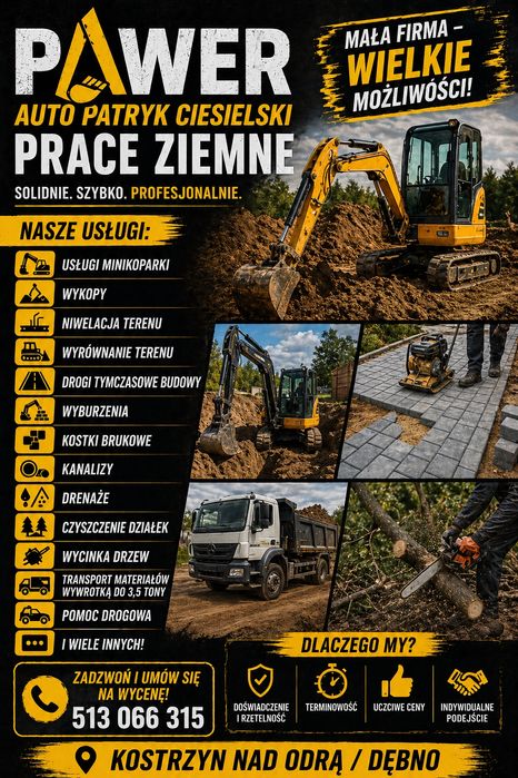 usługi minikoparki 2t/Pomoc Drogowa /Transport busem