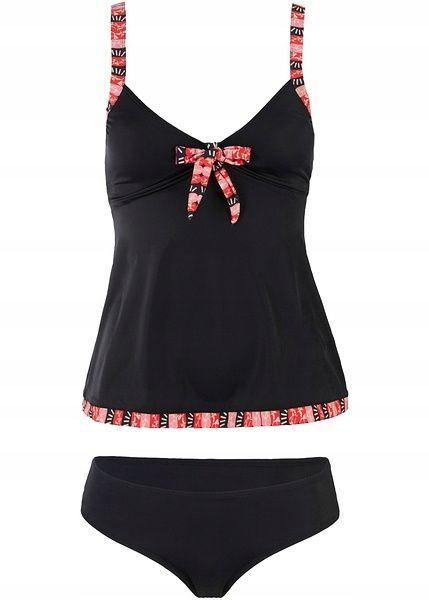 B.P.C tankini czarne ze wzorkami z figami 46.