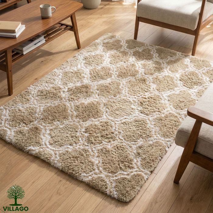 Dywan Shaggy Villago King 140x200 cm miękki gruby 35 mm Piaskowy KHAKI