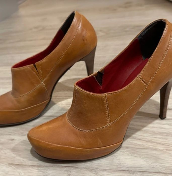 Buty botki brazowe Wojas skóra