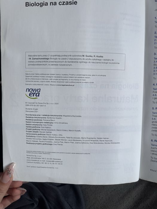 biologia na czasie maturalne karty pracy 2 nowa era