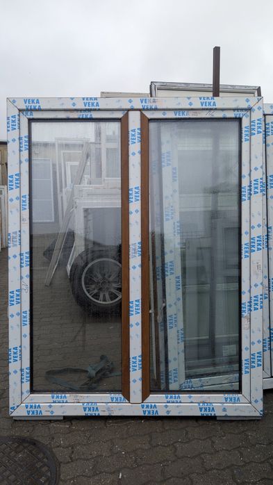 KR HAUS drzwi 160x200 tarasowe złoty dąb nowe 3 szybowe okna POZNAŃ