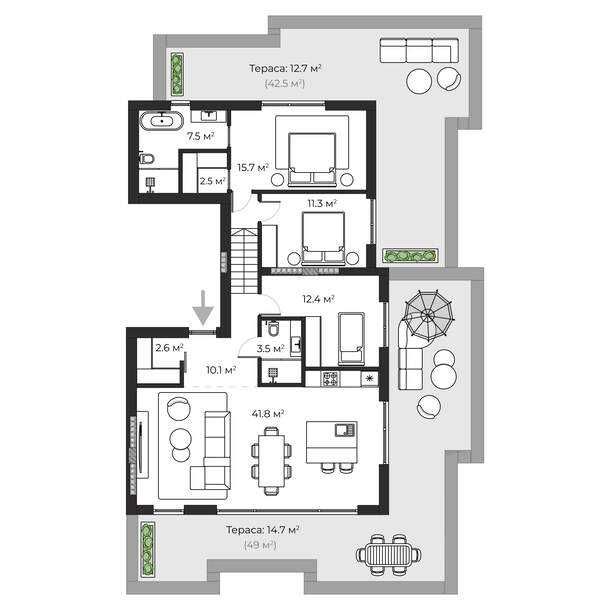 3-кімнатна квартира 134,8 м² ｜ ЖК SHERWOOD ｜ Клубний формат житла ｜ Ужгород ｜ Тераса ｜ Від забудовника ｜ Без комісії - SWC 6.13