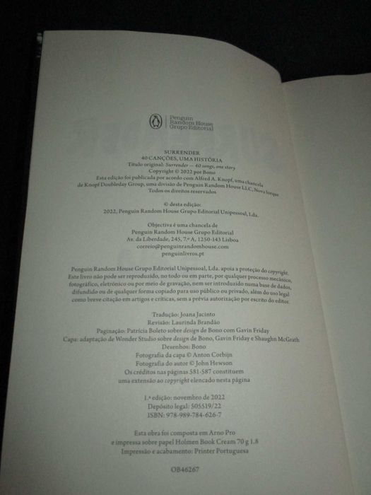 Livro Surrender 40 Canções uma história Bono