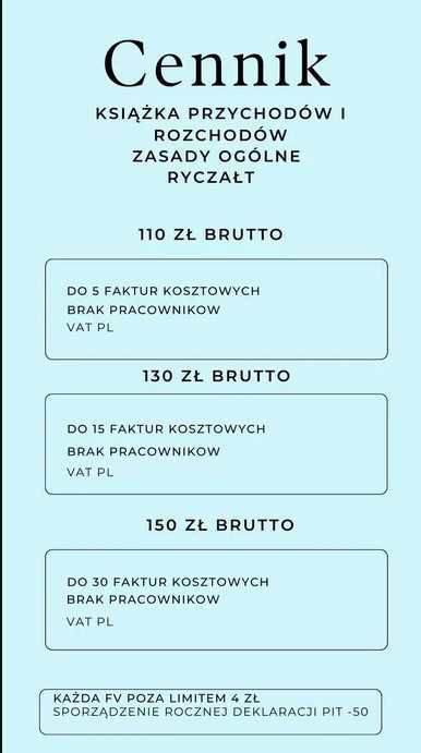 Usługi księgowe, kadrowe, rozliczenia zus, KPiR, ryczałt