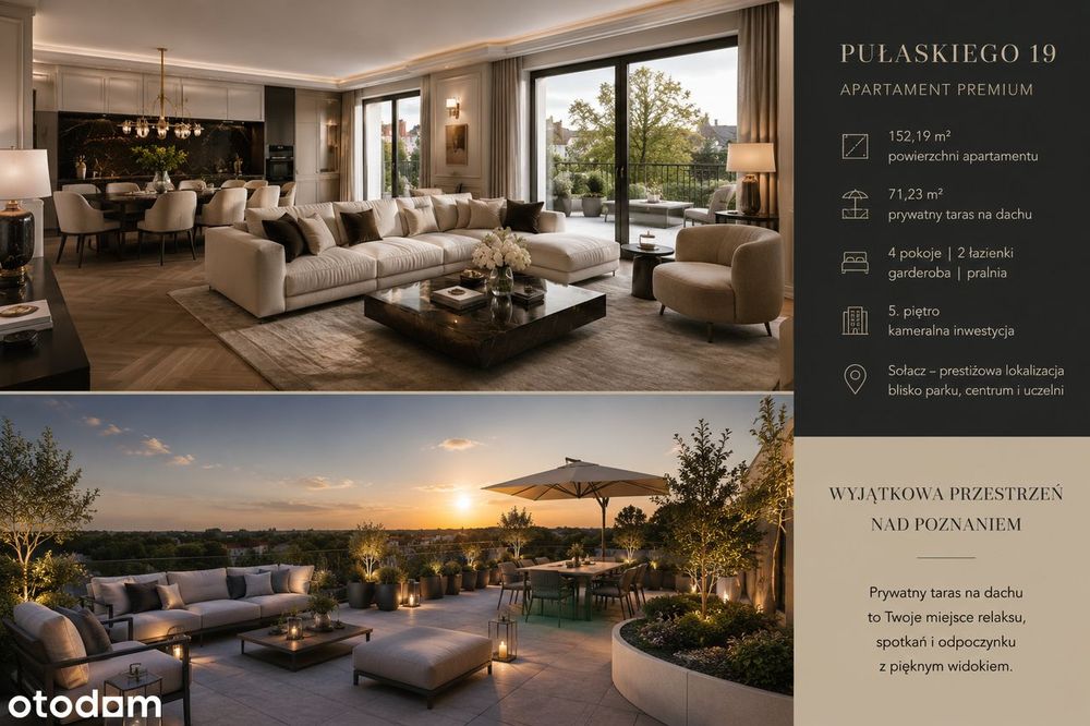 Penthouse klasy premium z prywatnym tarasem | 152,19 m² | Sołacz