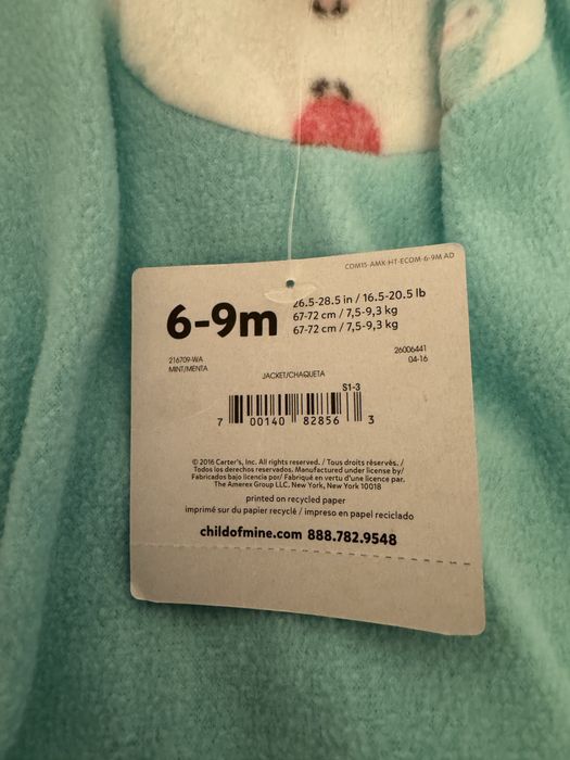 Дитяча курточка child of mine by carter’s 6-9 міс