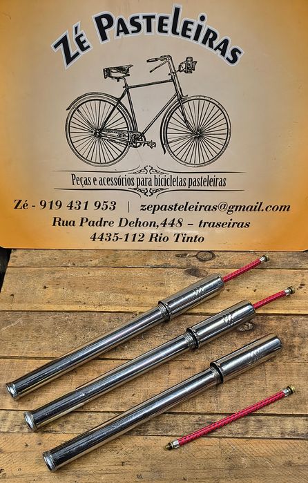 Bomba de ar cromada para bicicleta/motorizada/Vilar/Órbita.