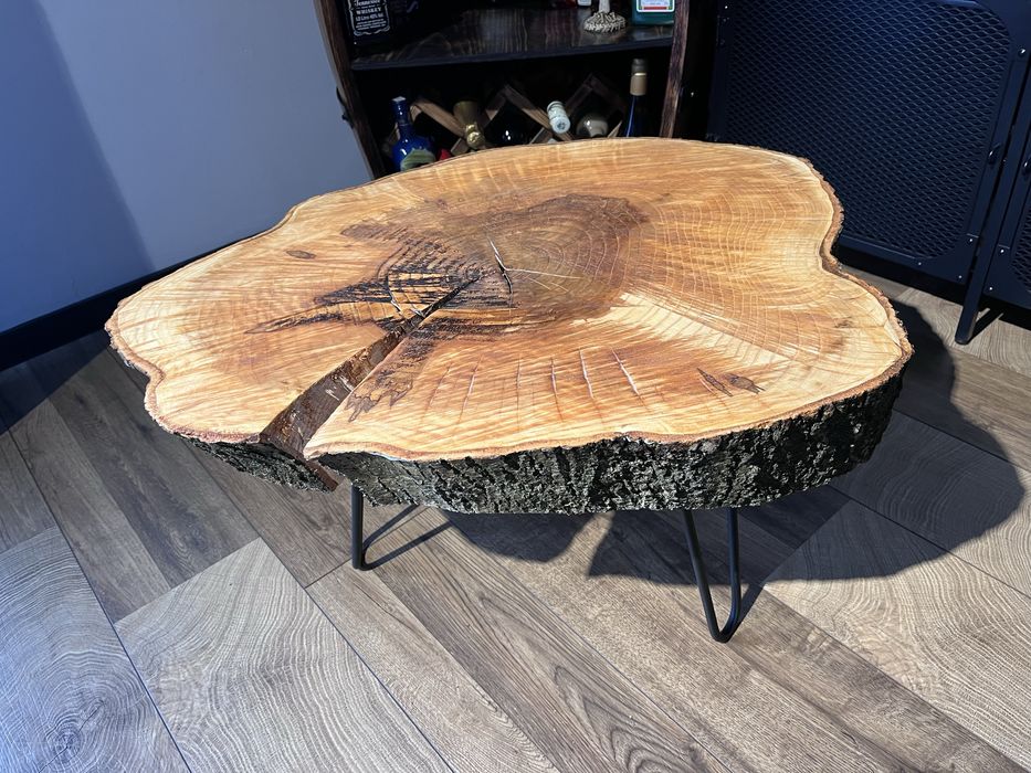 Stół Stolik Dębowy Jesion PROMO%Naturalne Drewno Plaster 40-70cmDrewna