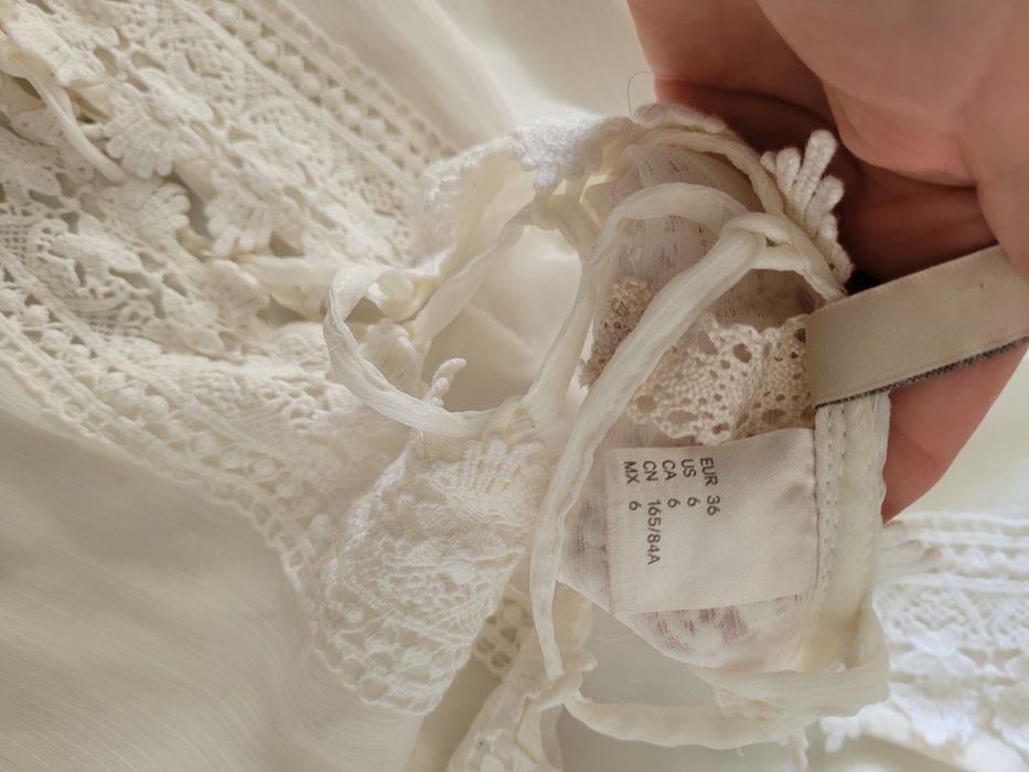 H&M sukienka S tiul haft wycięte plecy