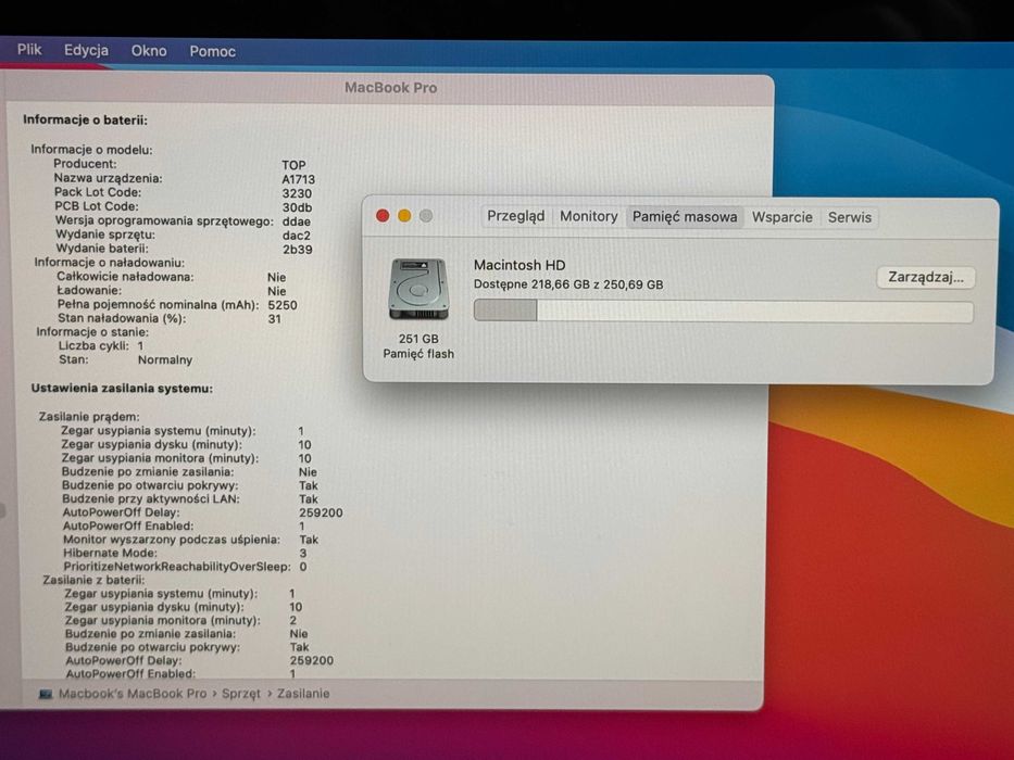 Apple MacBook Pro 13 2016 i5 8GB RAM 256GB SSD Nowa bateria