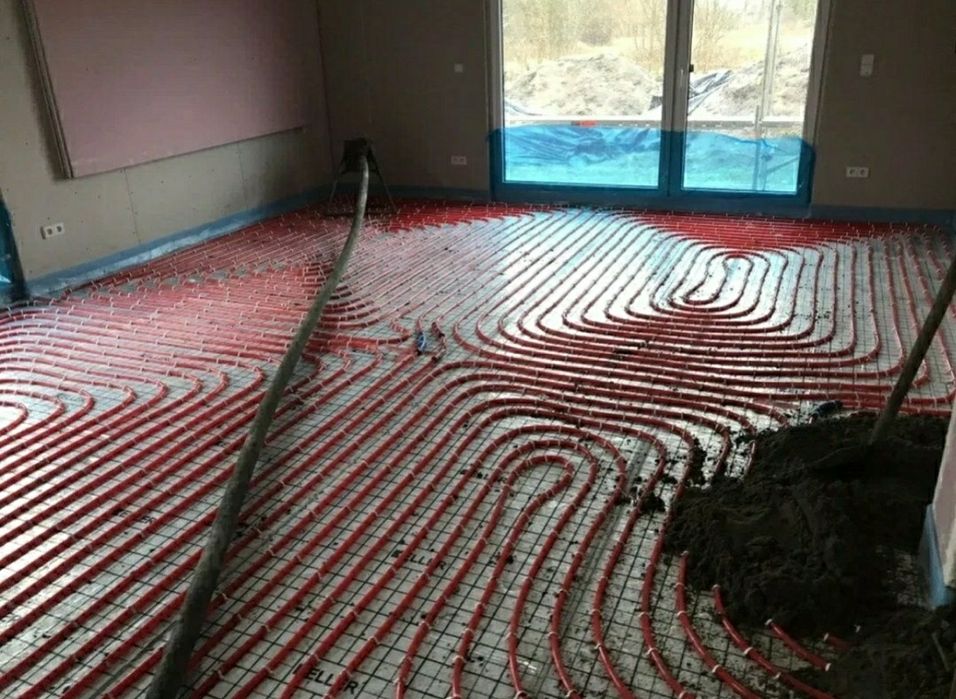 Стяжка підлоги чистова, напівсуха машинна стяжка по теплій підлозі,
