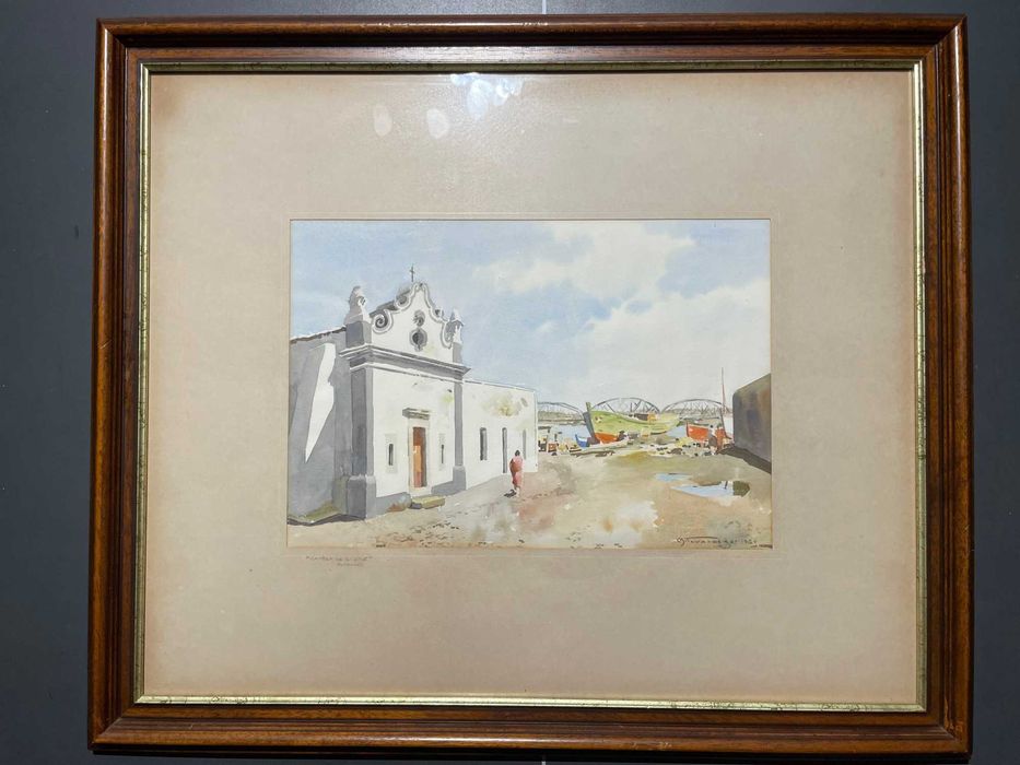 Coleção 5 aguarelas emolduradas de Manuel Tavares assinadas e datadas