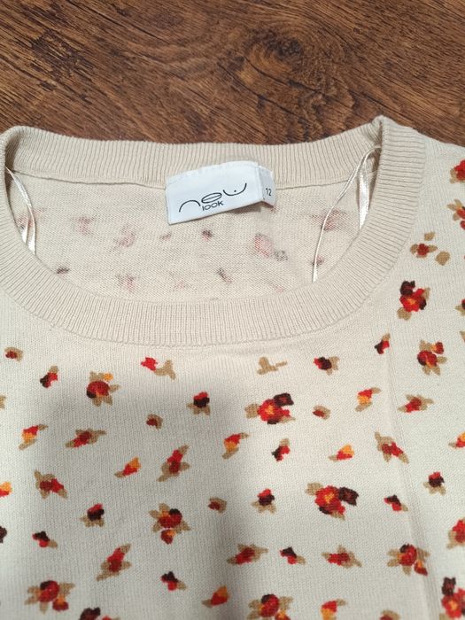Sweter bawełna cotton w kwiatki vintage L