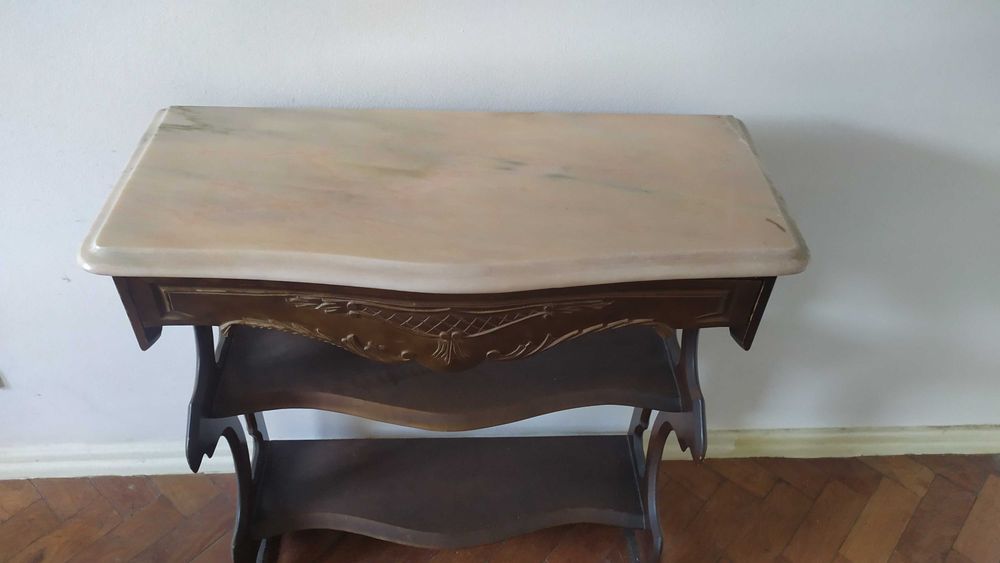 Aparador/consola elegante tampo em mármore, gaveta, excelente estado!