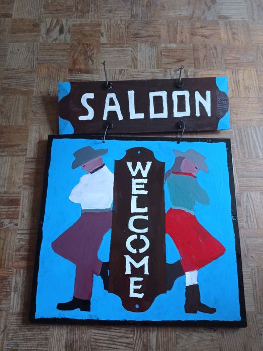 Cartaz de Saloon em madeira