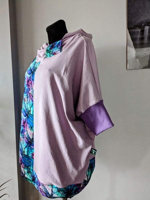 Auri&Lili nowa wiosenna bluza oversize w ważki handmade L 40