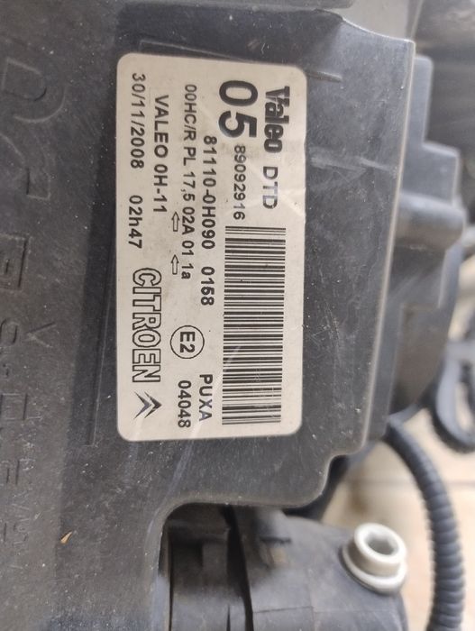 Lampa reflektor Citroen C1 05-14 Europa kompletny prawy wysyłka