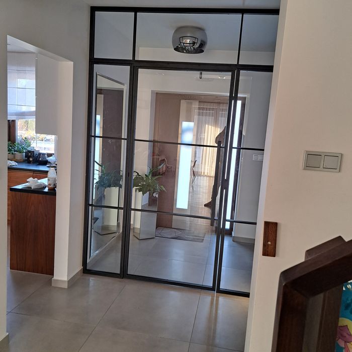 Drzwi metalowe, przesuwne, stalowe, szklane  loft