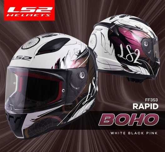 Nowy Kask LS2 FF353 RAPID II BOHO White BL PINK S 55-56cm E06 Pinlock