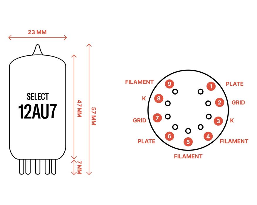 Lampa elektronowa Ray Tubes 12AU7 Select - kwadra (4szt.)
