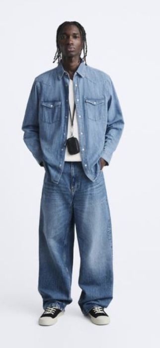 Продам синю джинсову сорочку чоловічу Zara, розмір XL