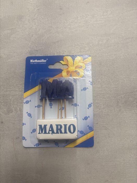 Świeczka na tort świeczki imię Mario