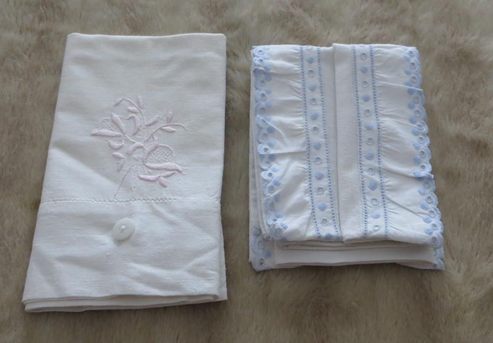 fronhas p/ Almofadas berço, em algodão e linho - Lote de 8